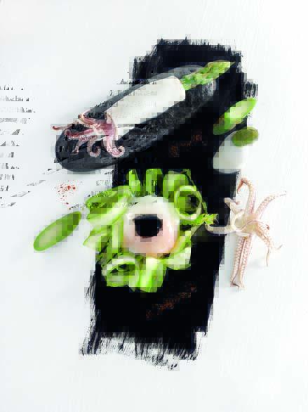 Cannellonis de chipirons d’Aquitaine et d’asperges vertes