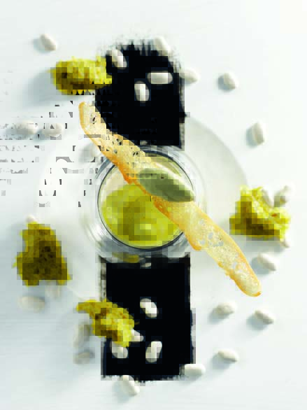 Cappuccino de haricots tarbais à l’huile de pépins de courge