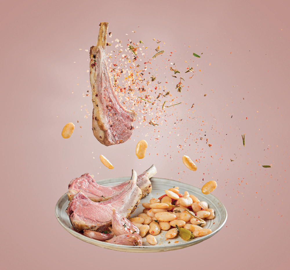 Carré d’Agneau rôti aux Haricots maïs du Béarn et Piment d’Espelette