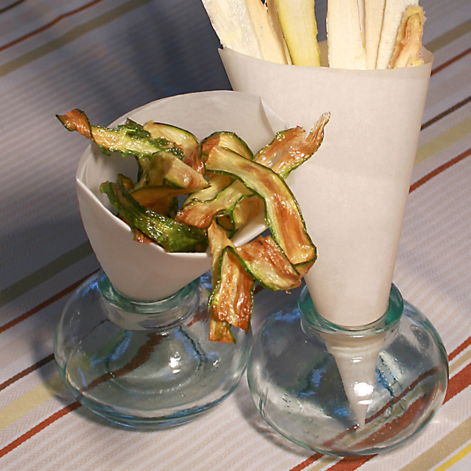 Chips d’asperges salées et sucrées