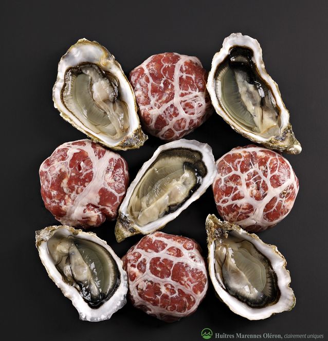 Huîtres Marennes Oléron et crépinette