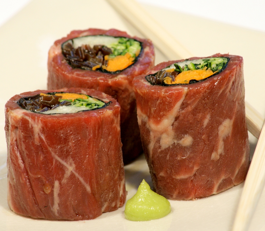 Makis de Boeuf Blond et légumes croquants marinés au gingembre