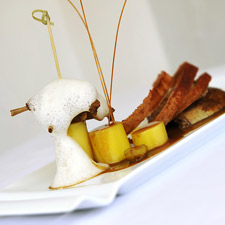 Pigeonneau rôti au épices cuisses et pommes de terre confites au sauternes