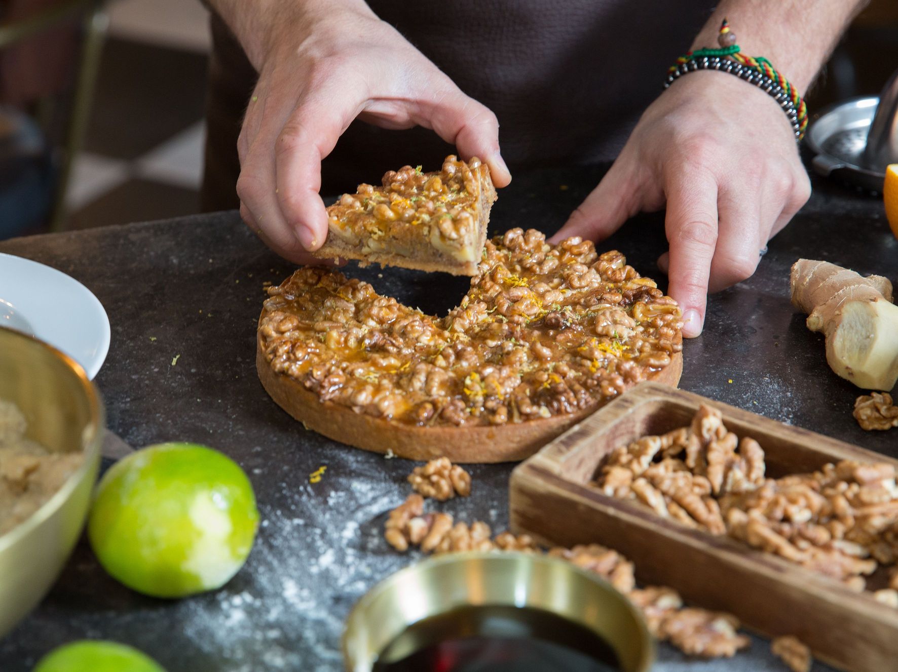 Tarte aux Noix du Périgord AOP, agrumes et sirop d’érable